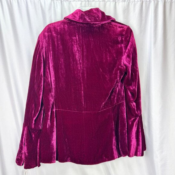 Lafayette 148 Velvet Blazer Jacket Silk Blend Size 10 Maroon Red Ruffle Lined - Picture 2 of 5